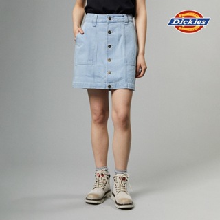 Dickies女款復古藍純棉品牌金屬釦簡約丹寧短裙|DK013002C15