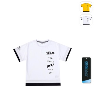 【FILA】KIDS 孩童款 吸濕排汗 運動短袖上衣-白色 1TEX-4430-WT