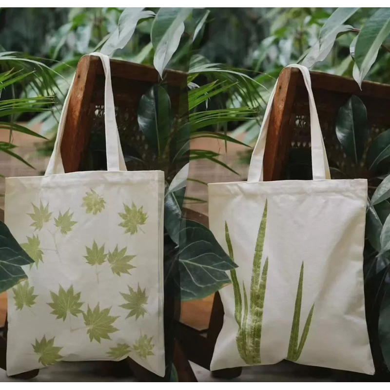 DIY植物拓印布袋手繪塗鴉布袋手工純白植物拓染帆布包拓印工具材料包