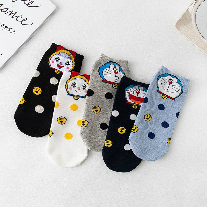 【卡通 哆啦A夢五入組 】小叮噹 哆拉美 動物襪子 可愛襪子 造型襪 哆啦A夢 短襪 🧦