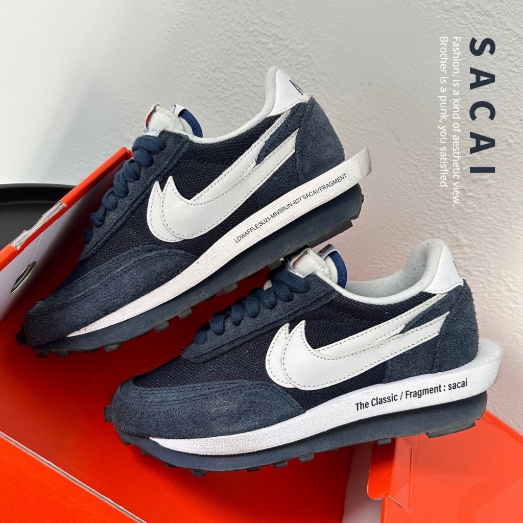 [二手] FRAGMENT DESIGN X SACAI X NIKE LDV WAFFLE 藍 三方聯名 24.5CM