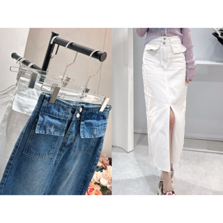 韓國顯瘦款爆單｜口袋開衩牛仔裙高磅數高彈力