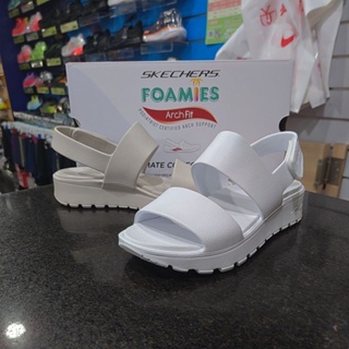 SKECHERS ARCH FIT FOOTSTEPS FOAMIES 女款 涼鞋 111380NAT 灰 WHT 白