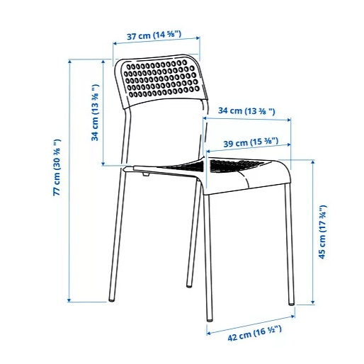 二手現貨 IKEA ADDE 餐椅, 黑色, 39x47x77 公分 限自取