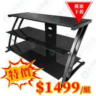 特價-三層黑玻展示層板階梯架/電視架/台灣製造