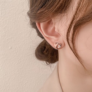 [COLLIE] 愛心耳環 耳針 耳釘 小甜心玫瑰金耳環 法式 耳飾 飾品 E2086