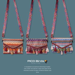 【pico bird】圖騰民族風編織斜背包