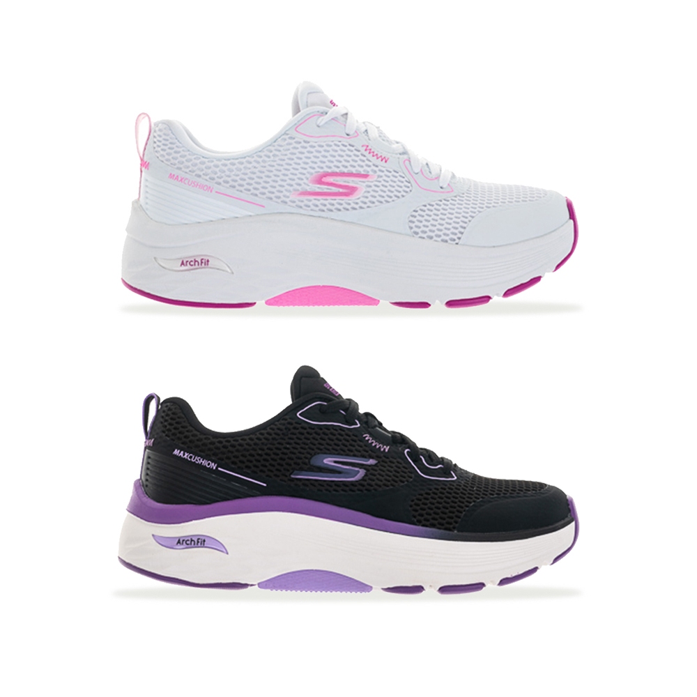 SKECHERS 女GO RUN MAX CUSHIONING 寬楦 慢跑鞋 - 128928WBKPR/WWPK