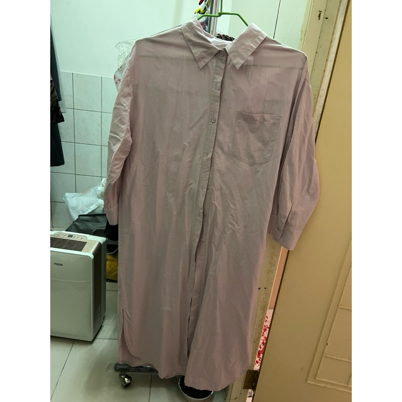 ♥(MEIERQ二手衣)粉色長版襯衫