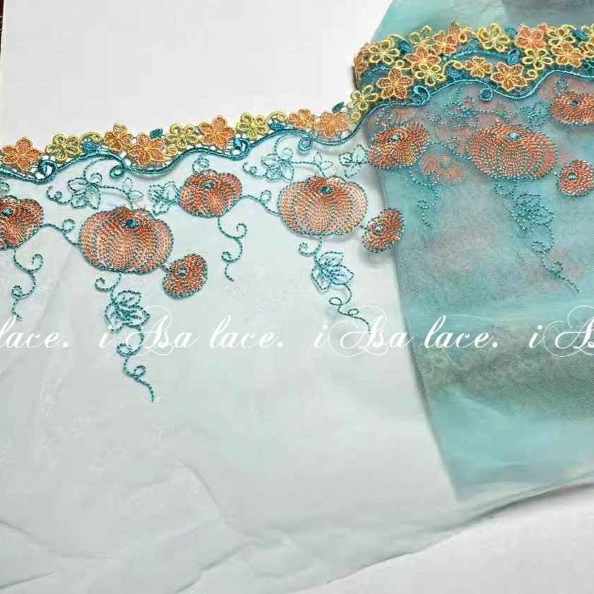 《iAsa愛莎の》手作材料✂有趣設計南瓜刺繡網紗水溶鏤空蕾絲花邊DIY服裝家居洛麗塔裝飾材料