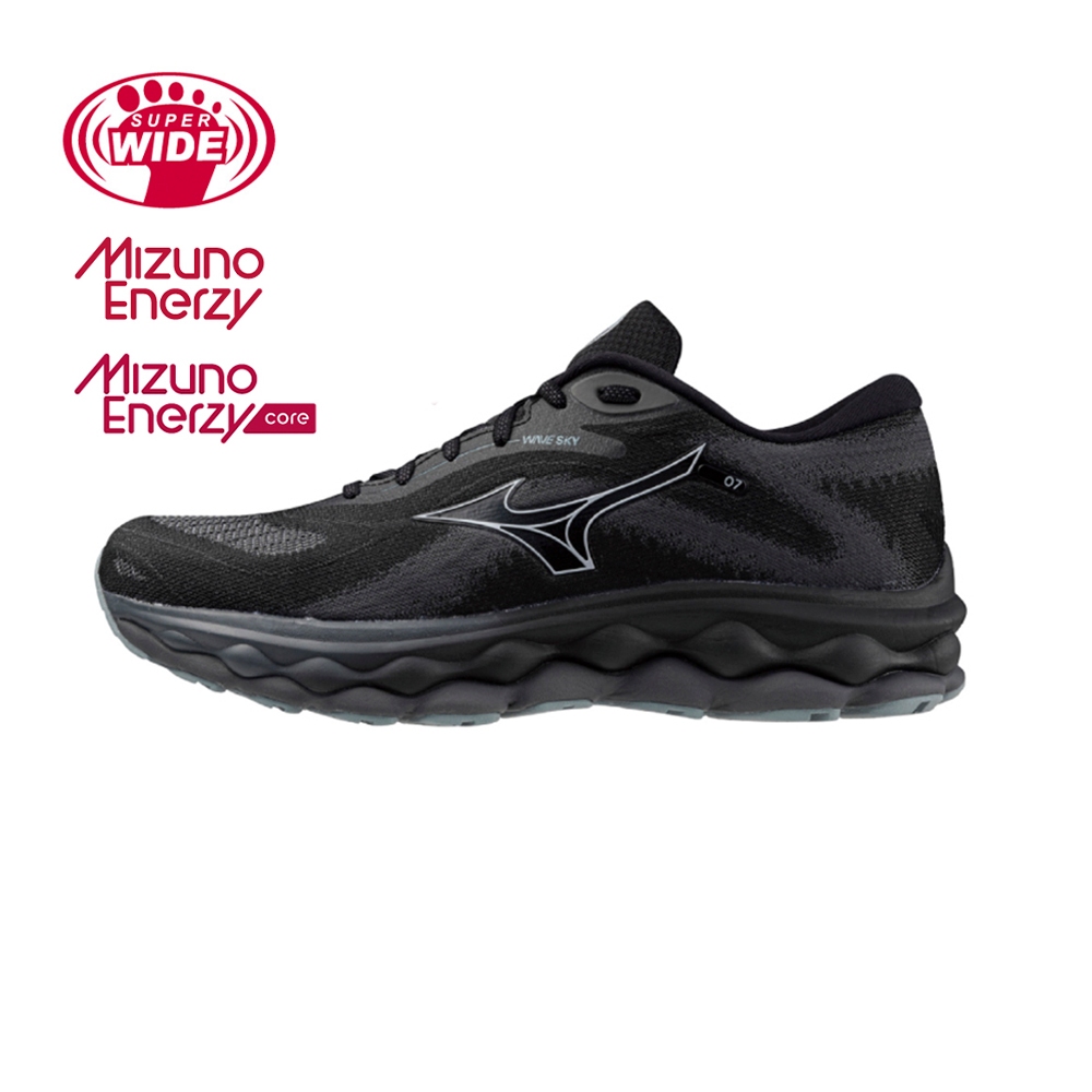 Mizuno 美津濃 男款 慢跑鞋 WAVE SKY 7 4E 超寬楦 -黑- J1GC231152