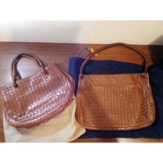 Bottega Veneta BV 真皮 亮褐色 棕褐色小羊皮 羔羊皮 軟包 編織包 經典款 手提包 肩揹包 側揹包