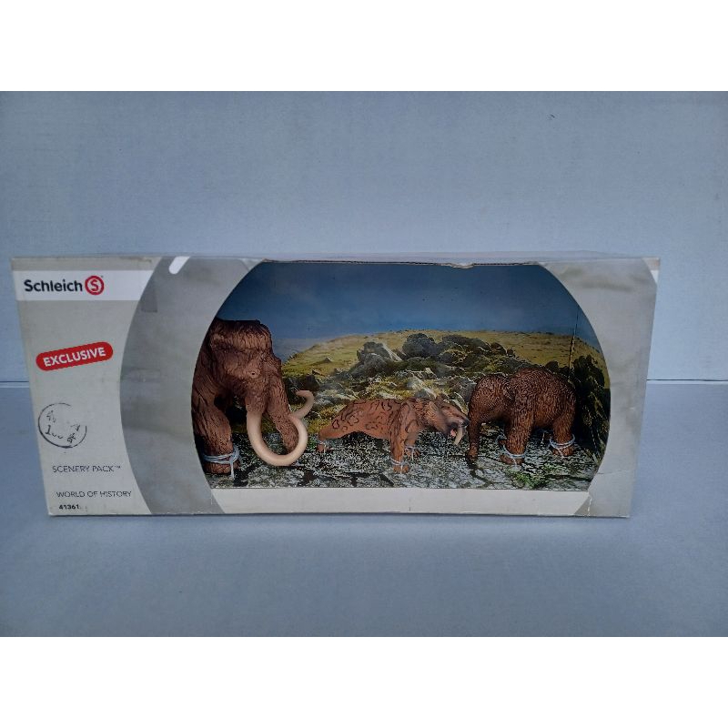 德國 史萊奇 Schleich 史前極地動物組 猛瑪象 劍齒虎 大象 三入 盒損 禮盒