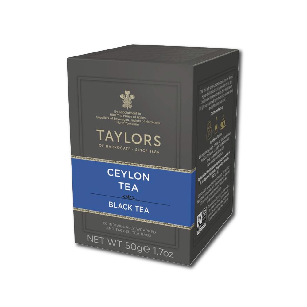 &lt;促賣&gt; 英國 泰勒茶 特選錫蘭茶 20入/盒 Taylors 錫蘭紅茶 茶包 皇室御用 鮮奶茶 檸檬片 雨林聯盟認證