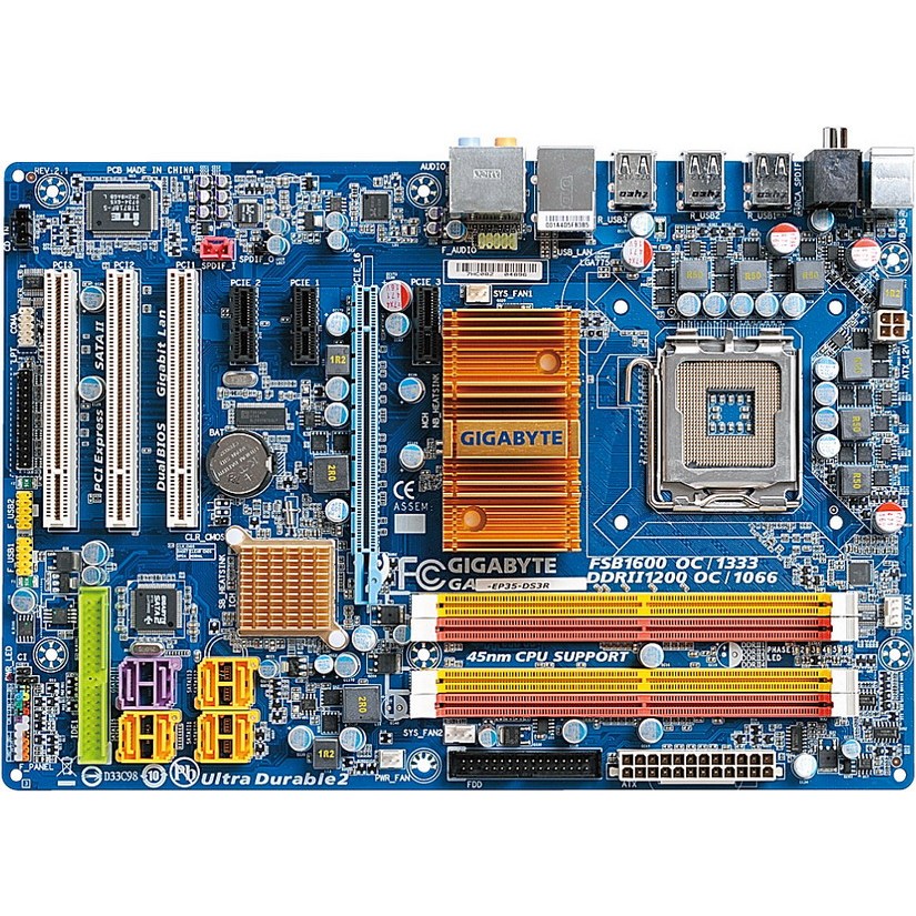 技嘉 GA-EP35-DS3 全固態電容高階主機板、775腳位、支援DDR2記憶體與多核心處理器、拆機良品附檔板。