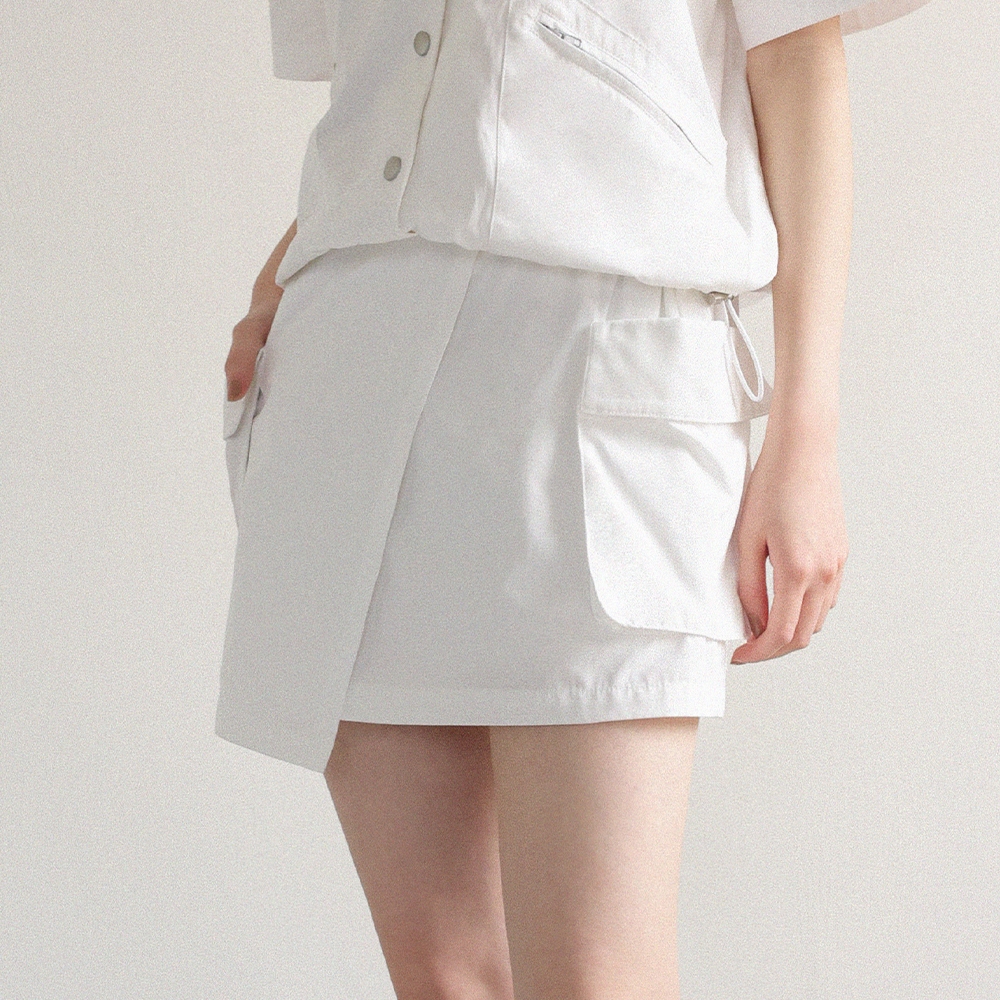 CACO-斜片抽繩口袋短裙(三色)-女【H2CO048】