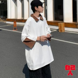 【自己人】男生韓版 潮牌 大尺碼 半袖 短袖 短t 素t 領口上衣(ATSF213)