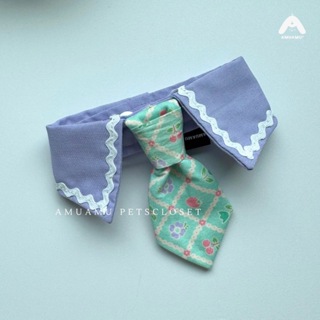 紫色領搭韓系印花布ʕ •ᴥ•ʔ寵物領帶 𝐬/𝐬 #寵物領巾#AMUAMU