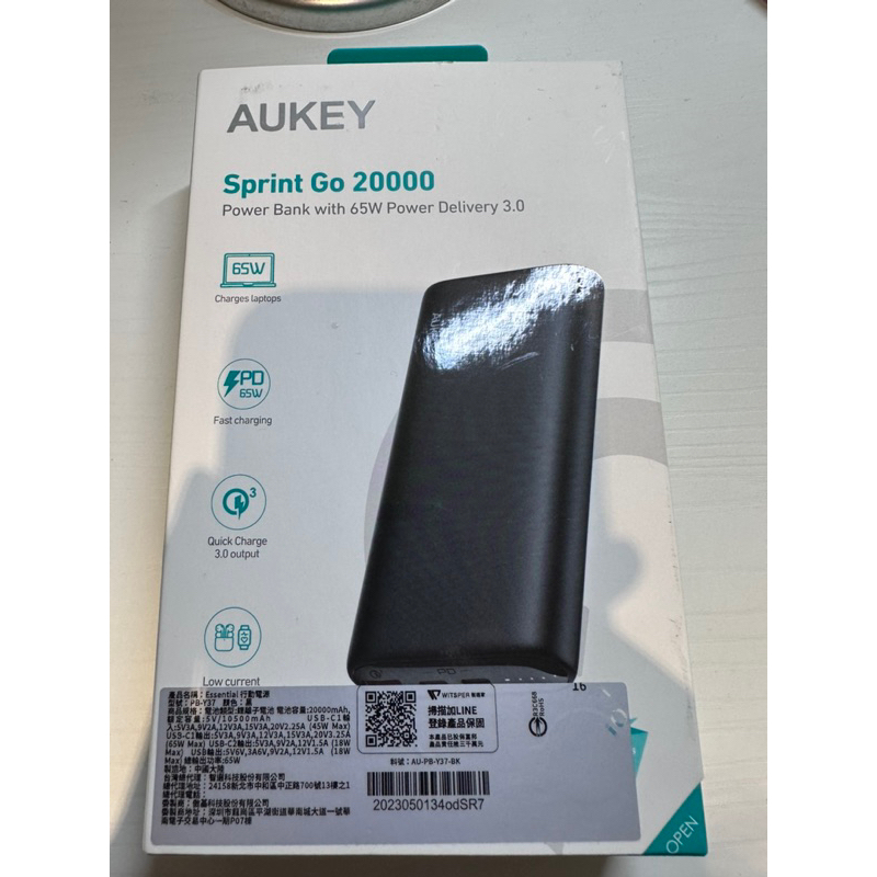 AUKEY Aukey Essential 20000mAh PB-Y37 65W PD快充 行動電源「全新」