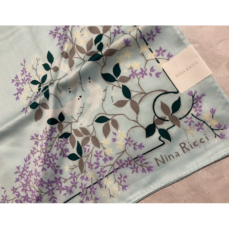 日本手帕  擦手巾 Nina Ricci 藍 no.121-5 58cm 大尺寸可當領巾