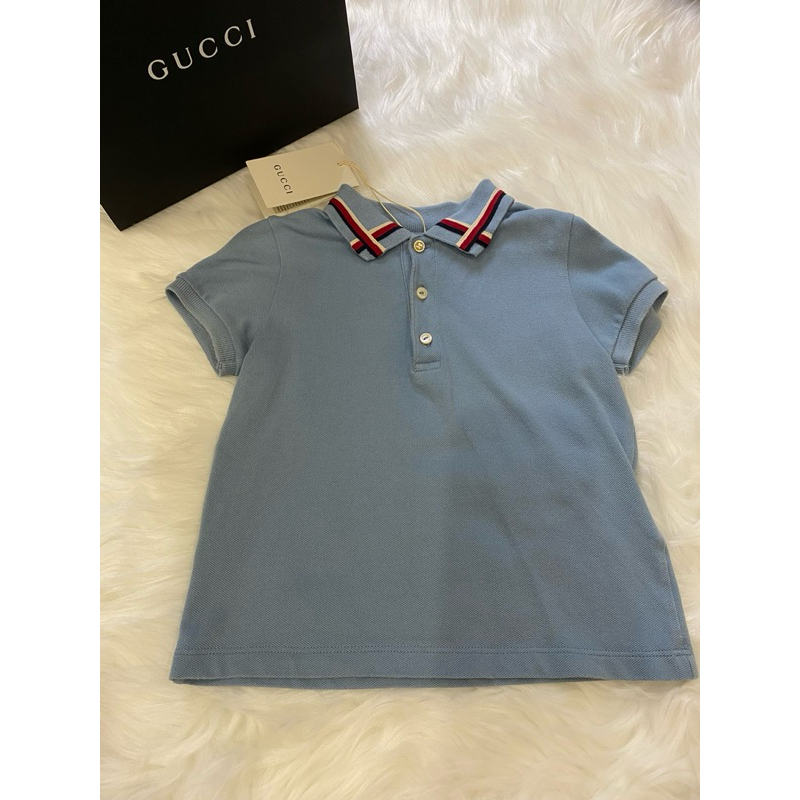 (二手）Gucci兒童藍色POLO衫18-24M