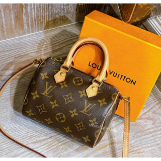 二手旗艦 LOUIS VUITTON LV 字紋 MINI SPEEDY 20公分 波士頓 斜背包 兩用包(中友店)