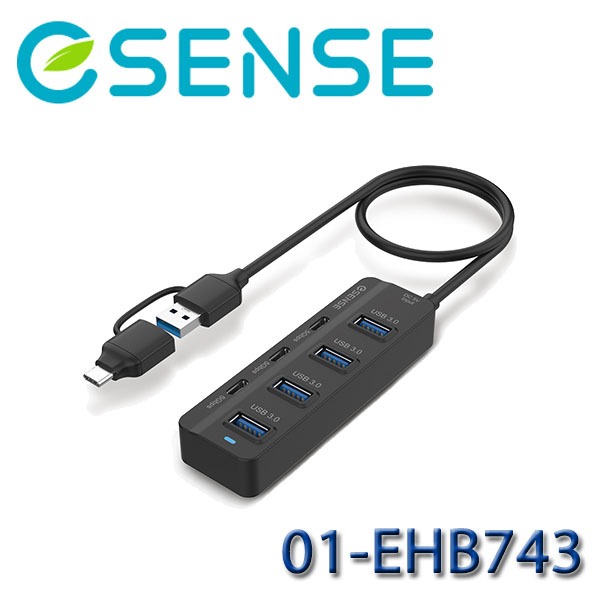 【3CTOWN】含稅 eSENSE 逸盛 B743 H743 4A+3C 7 Port USB3.0 集線器 HUB