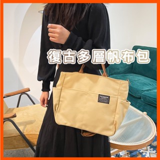 優雅帆布多層大容量單肩斜挎包 斜肩包 單肩包 手提包 復古包