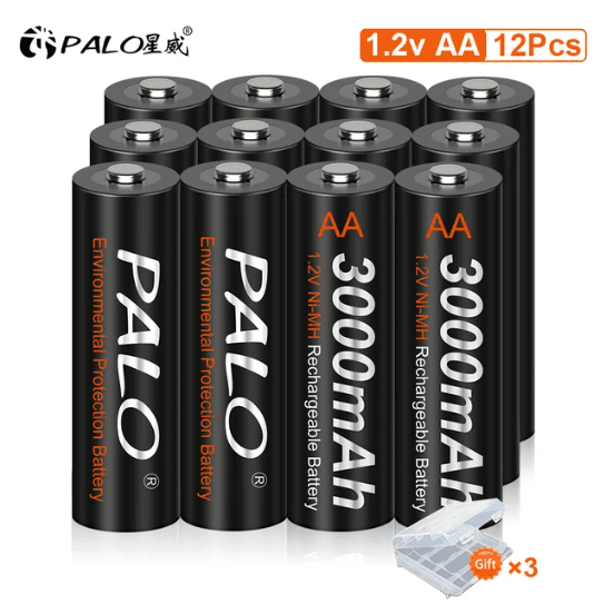 【PALO 星威】3號1.2V 鎳氫 三號充電電池 3000mAh 低自放電 AA 鎳氫電池適用於相機玩具車+電池盒