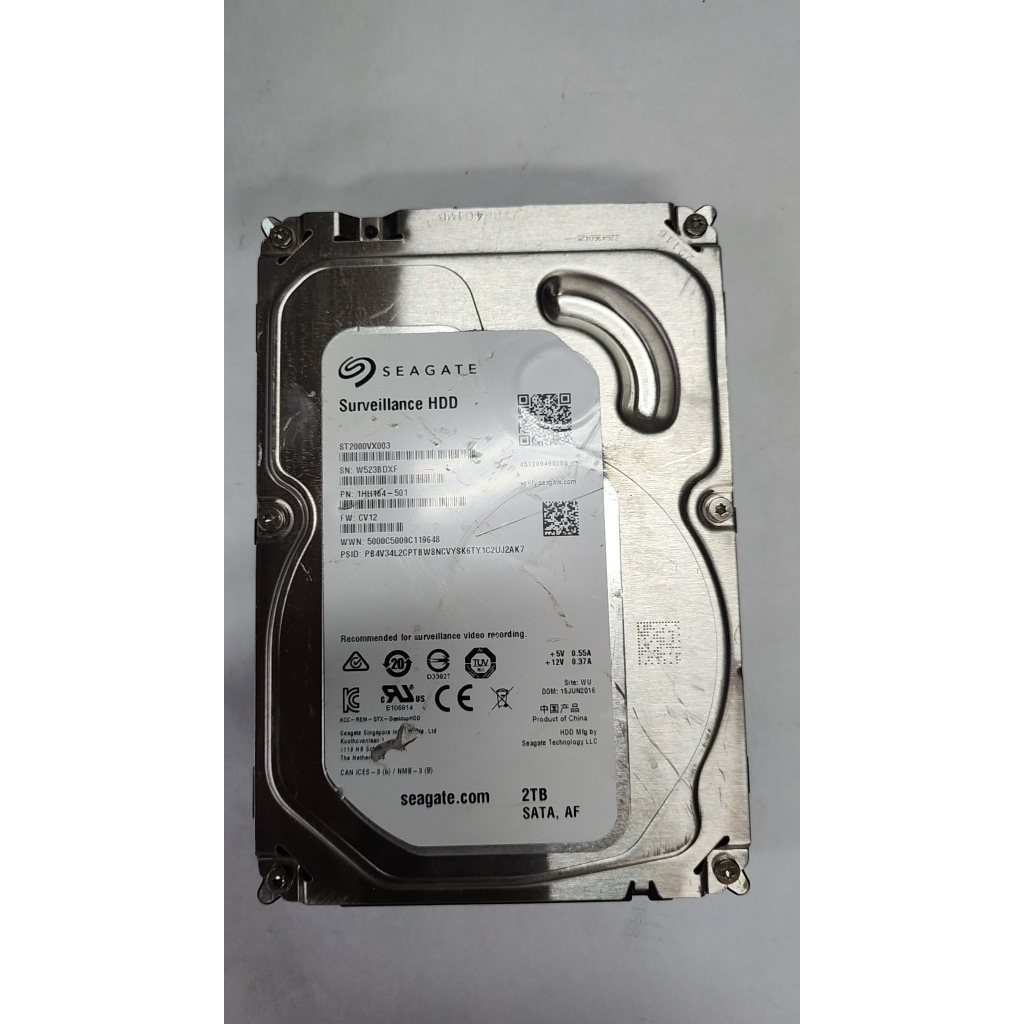 含稅 外觀不佳功能正常 希捷 3.5吋 SATA 2TB 2T 保1個月 ST2000VX003 04H087