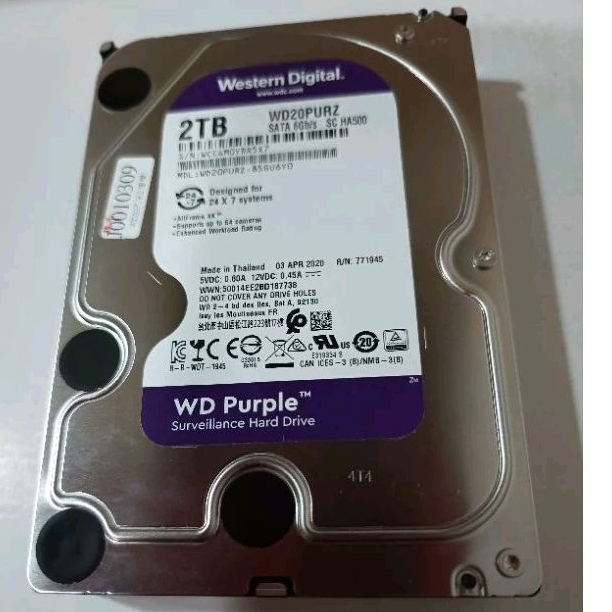 WD威騰 WD20PURZ 2TB 2T 紫標 良品 監控用 3.5吋 硬碟