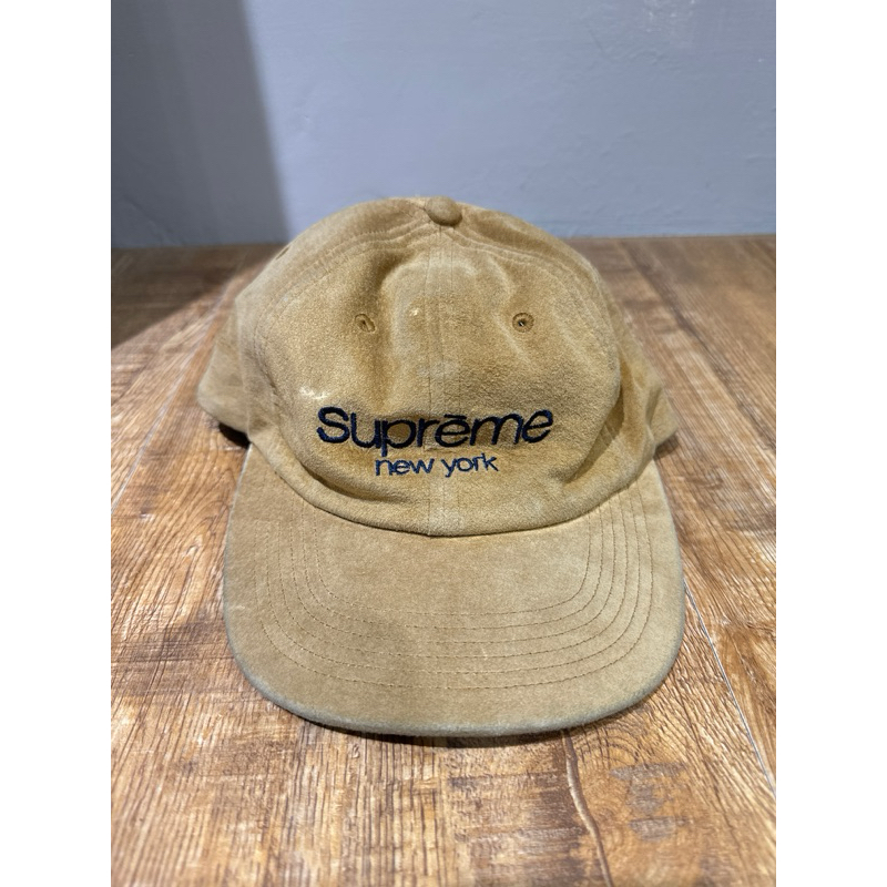 supreme 黃色麂皮六片帽 二手