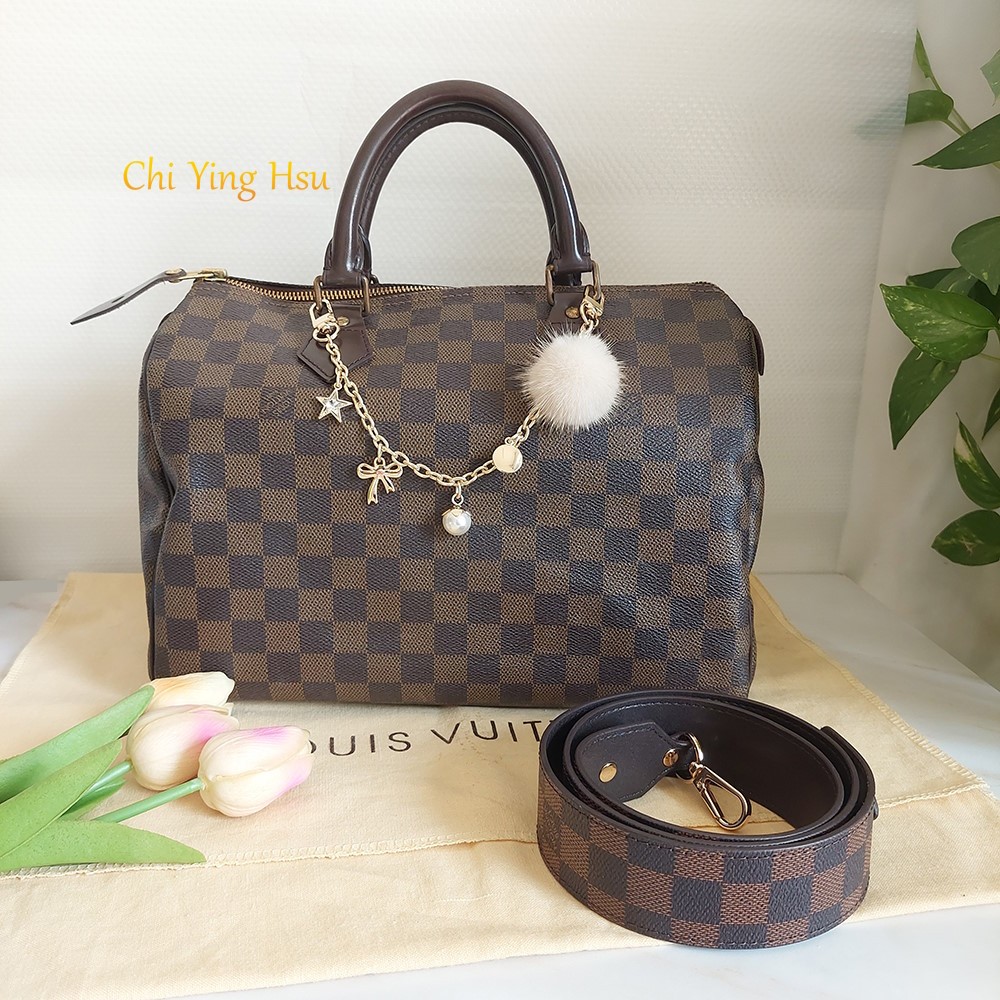 LV N41364   🎀現品實拍 🎀SPEEDY30 棋盤格紋波士頓包~二手約9.成新