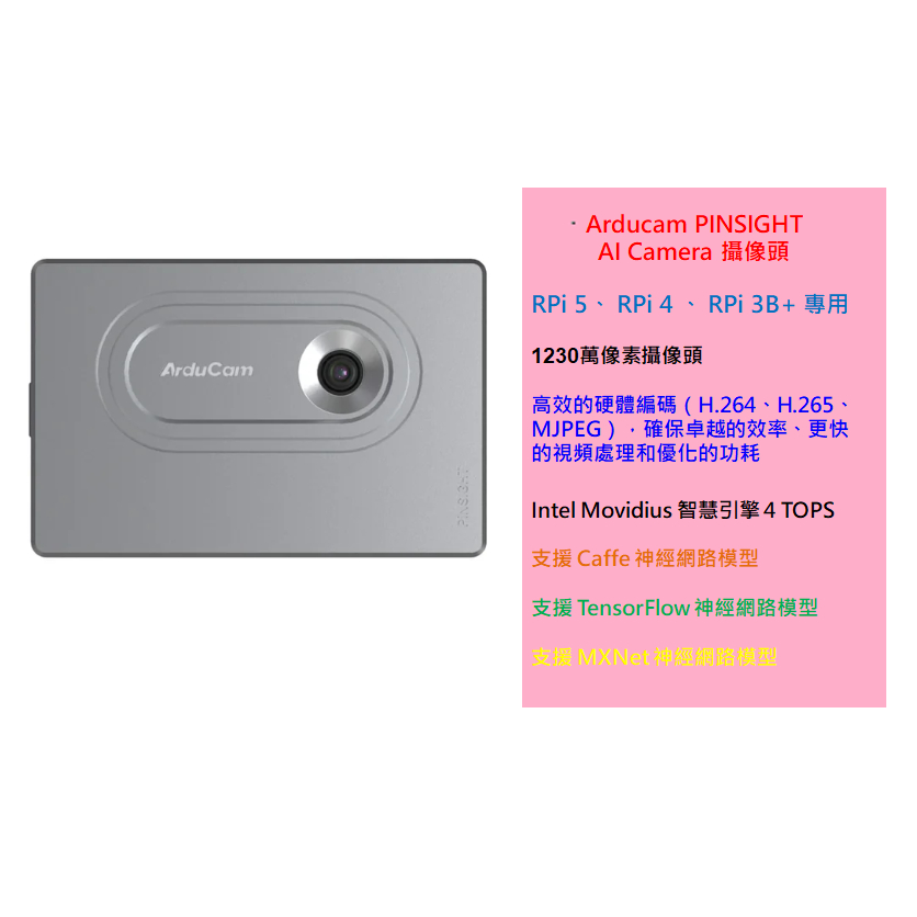 Arducam PINSIGHT Raspberry Pi 5 / 4 專用 AI Camera 攝像頭