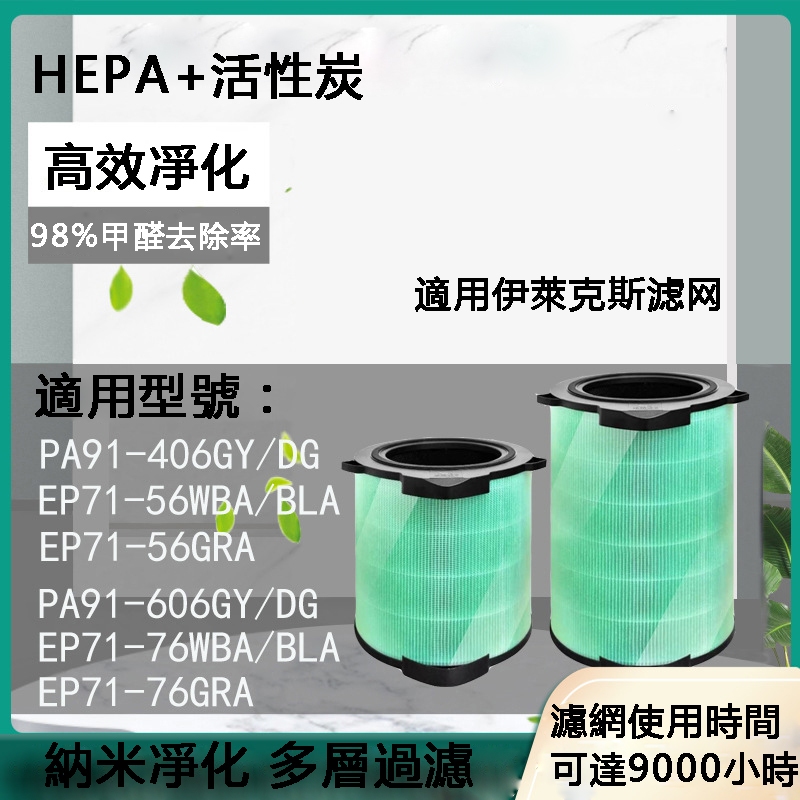 適用 伊萊克斯 Pure A9 抗菌版 PA91 406 / 606 HEPA濾芯 複合 顆粒活性碳濾網 （含RFID）