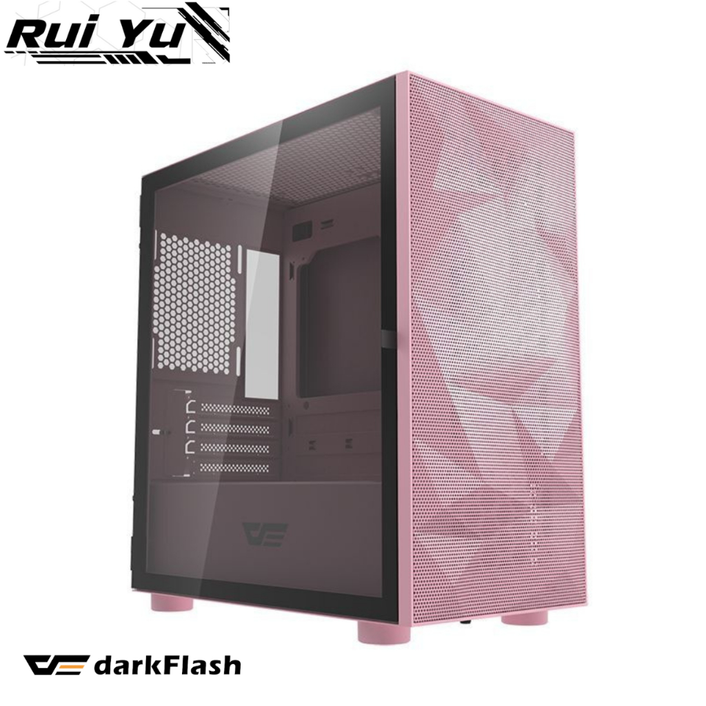📣Ruiyu電腦工作室 大飛 DarkFlash DLM21 Mesh 粉色 側開鐡網版 含風扇*4 電腦機殼