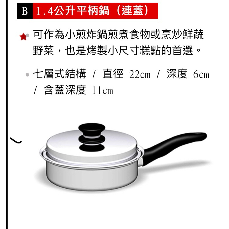 安麗1.4公升平柄鍋（連蓋）