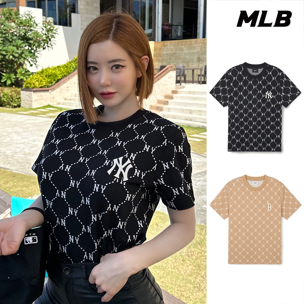 MLB 男女款 短袖T恤 MONOGRAM系列 紅襪/洋基隊(3ATSM0143-兩款任選)【官方旗艦店】