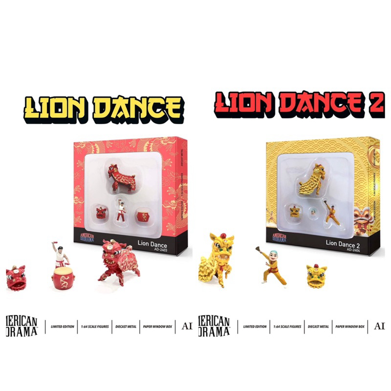 【工匠模型】American Diorama Lion Dance  1/64 舞龍舞獅人偶組