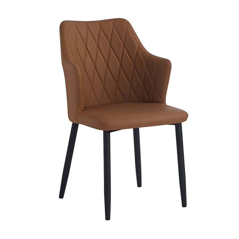 【萊夫家居】JF-476-11：咖啡皮鐵腳餐椅【台中家具】洽談椅 商業空間 造型椅 皮餐椅 書桌椅 PU皮+鐵腳
