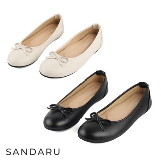 山打努sandaru-娃娃鞋 圓頭蝶結真皮鞋墊平底鞋