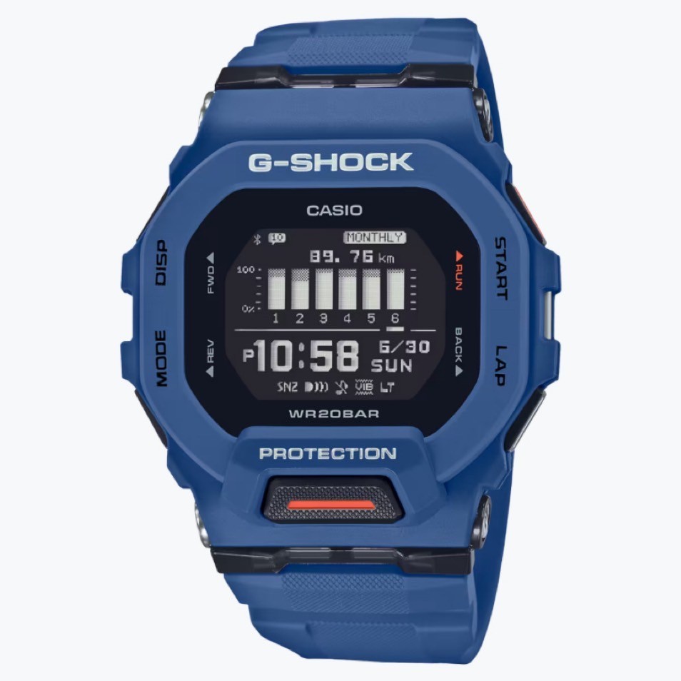 【G-SHOCK】藍牙連線 纖薄輕巧運動腕錶GBD-200-2D 45.9mm 現代鐘錶