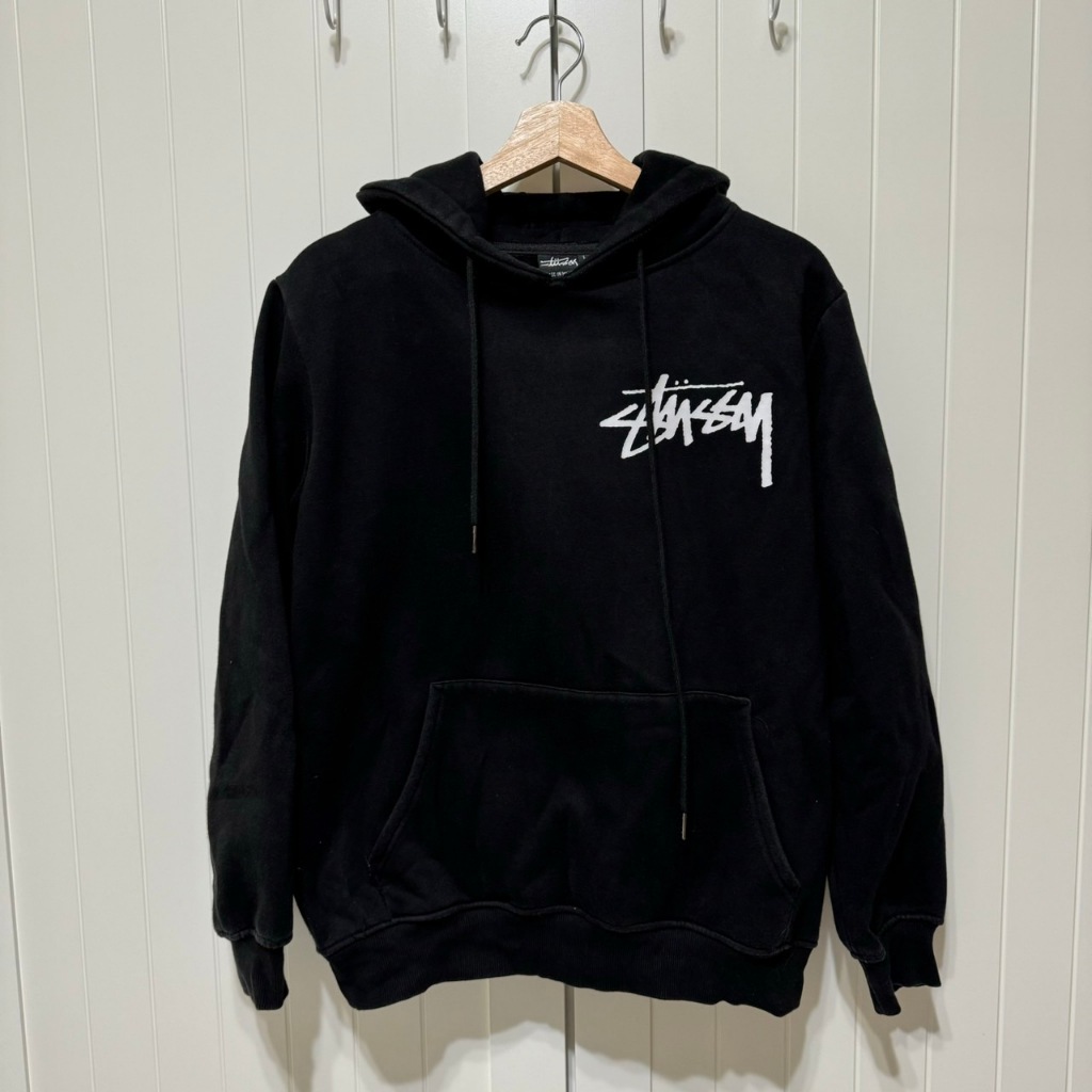 Stussy | 大圖logo連帽上衣 帽T (黑色/L)