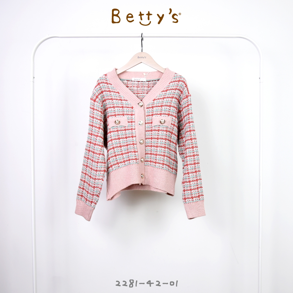 betty’s貝蒂思(25)小香風金釦開襟針織上衣(粉色)