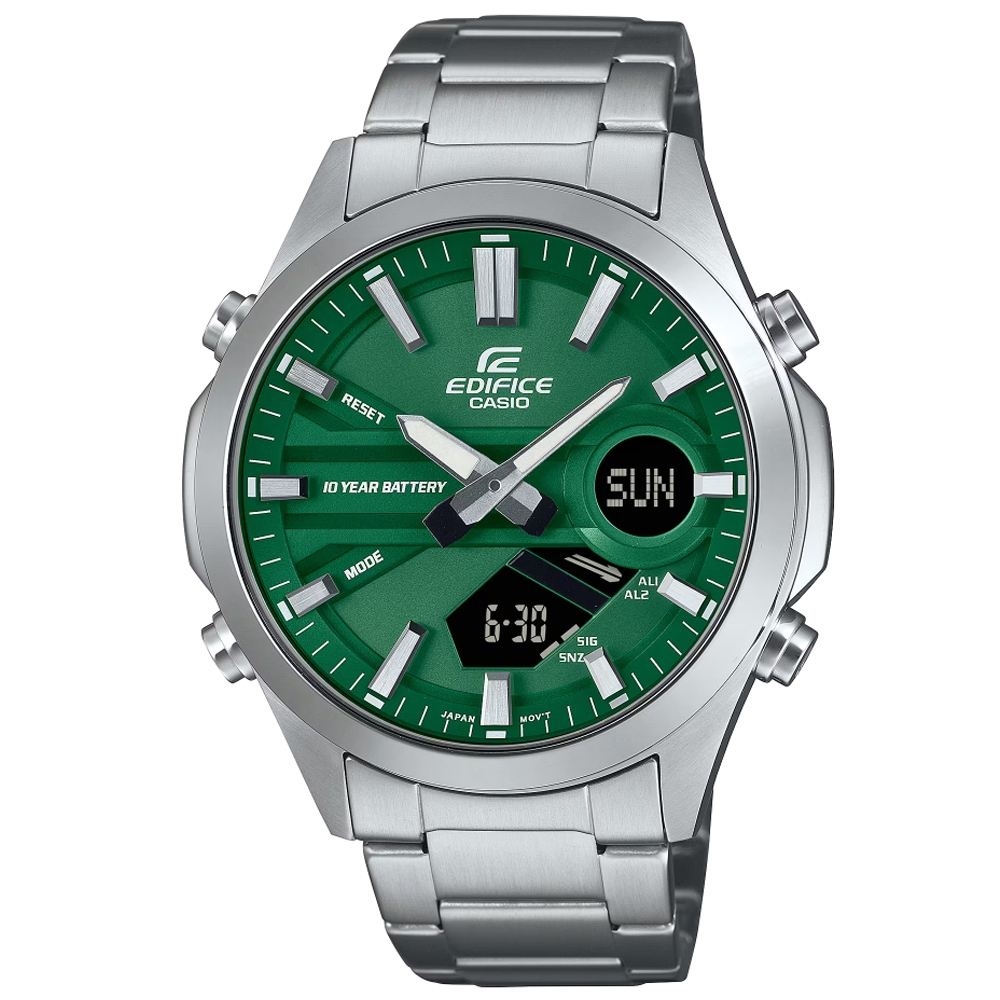 CASIO 卡西歐 EDIFICE 十年電力 雙顯腕錶 EFV-C120D-3A