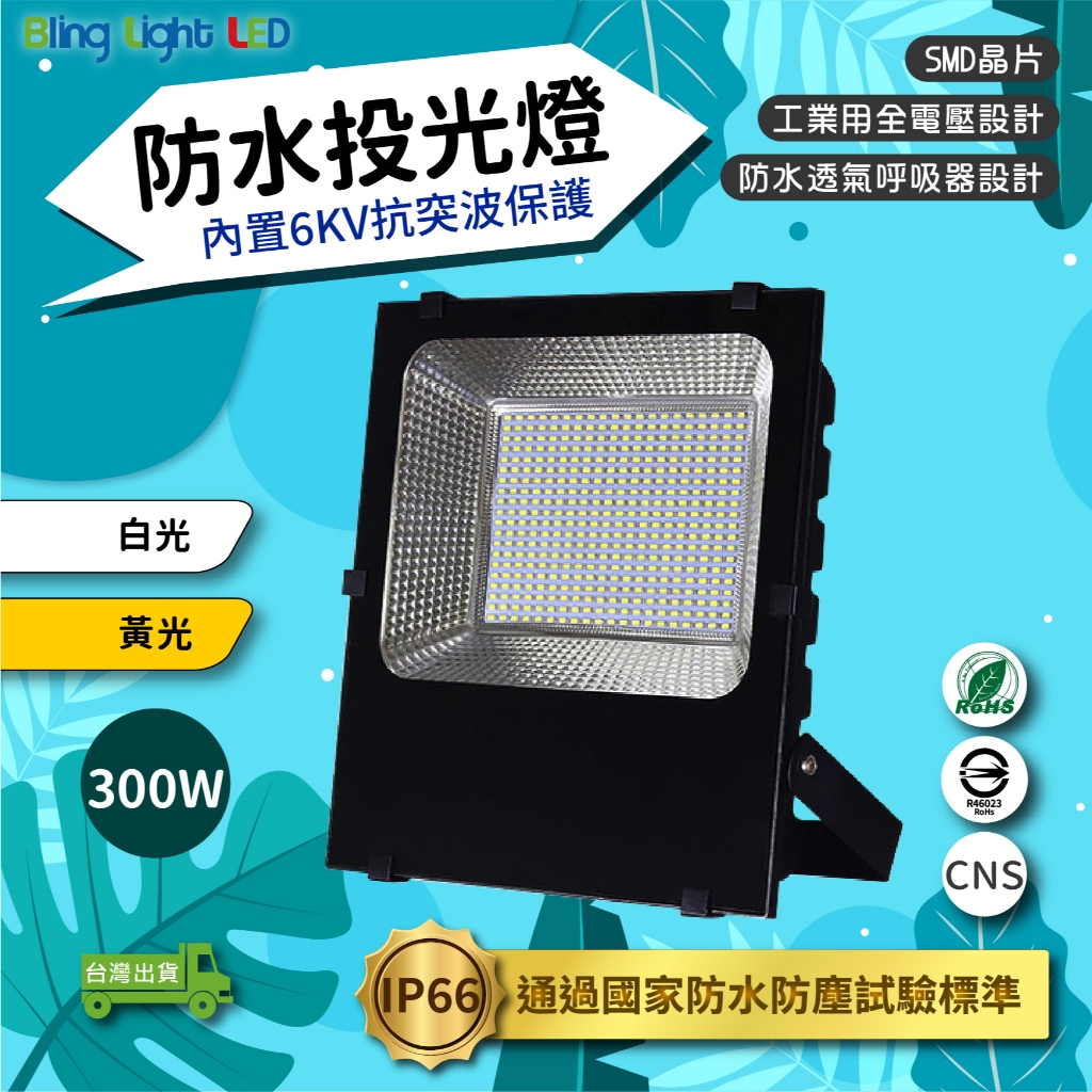 ◎Bling Light LED◎LED戶外防水投光燈/投射燈 300W，IP66，CNS認證，工業用全電壓