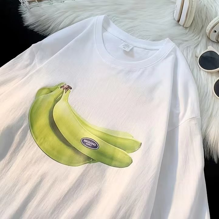 現貨 新款短袖t恤男夏季韓版潮流簡約短袖上衣港風寬鬆休閒香蕉體恤衫