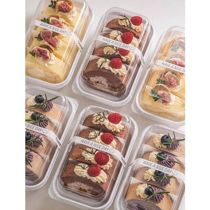 【現貨】日式蛋糕卷切塊包裝盒 瑞士蛋糕卷打包盒  高蓋蛋糕卷盒 中式糕點桃酥盒 蛋糕卷包裝盒 西點盒