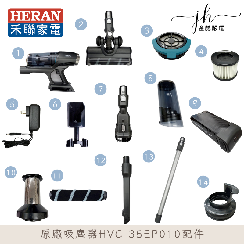 禾聯⚡️無線吸塵器 HVC-35EP010 / HVC-35EP010(B) 原廠電池/濾網/電動地刷/集塵盒