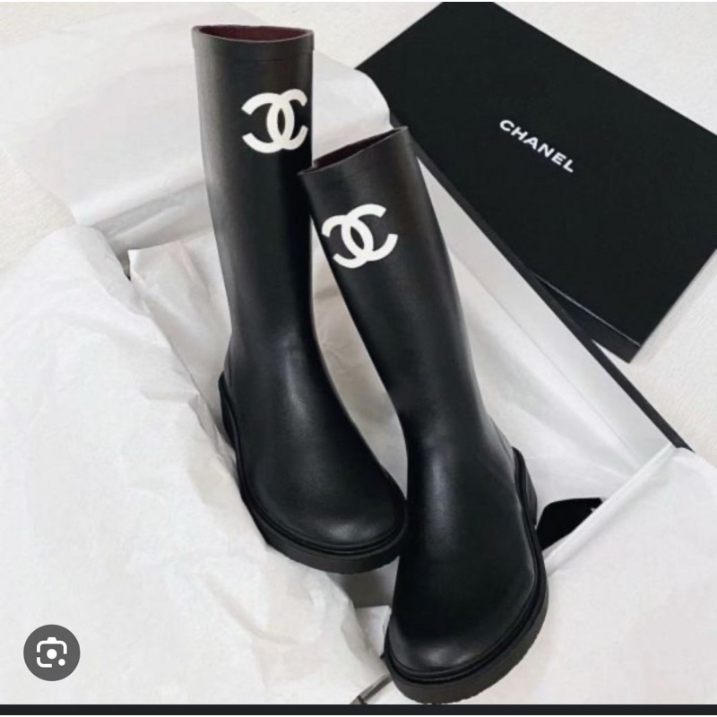 Chanel 雨靴 黑色 37號